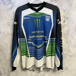 Monster Energy AMA Supercross Motocross Jersey Mens Small 20x25.5 Blue Racing
